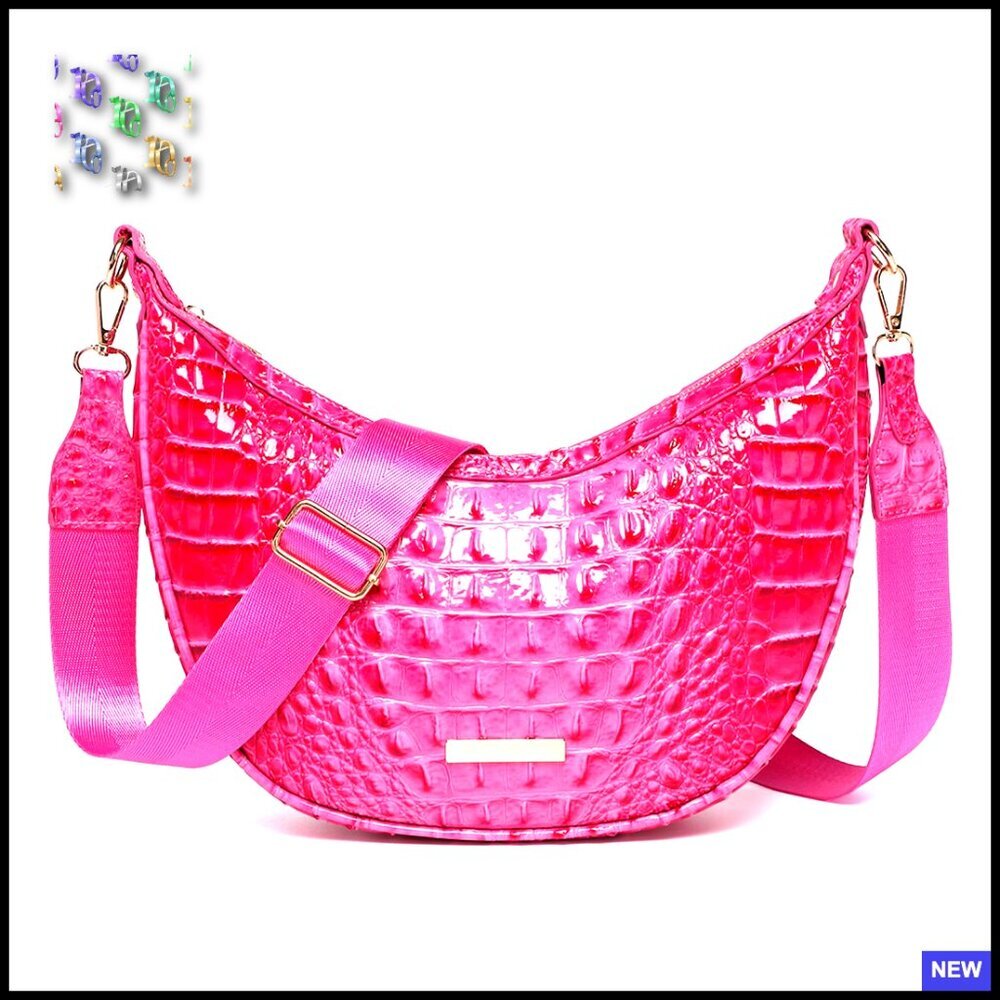 Vegan Leather Crossbody Hobo Bag Crescent Shape Minimal Chic Vintage Purse